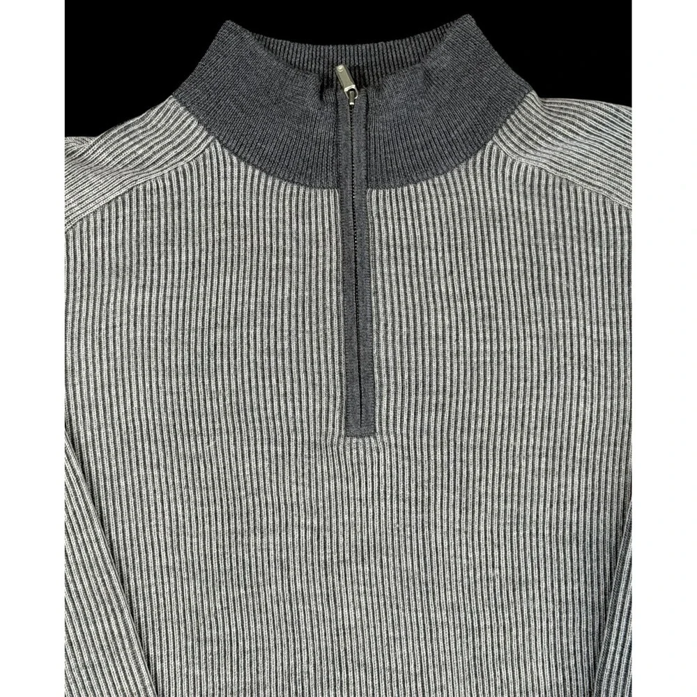 Peter Millar Men's Merino Wool Storm Overlook Rib 1/4 Zip Pullover Sweater Large